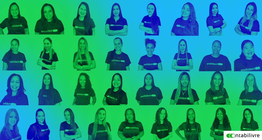 Imagem com a foto de todas as mulheres que trabalham na empresa Contabilivre.